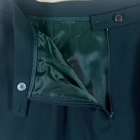 Vintage Christian Dior Wool Suit Set 14 (M/8) Forest Green Blazer Skirt USA Made - Picture 10 of 16